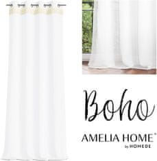 AmeliaHome Záclona Boho bílá, velikost 140x270