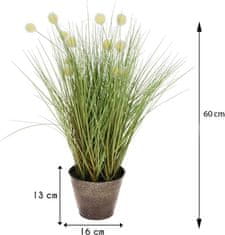 Dekorstyle Umělá květina Grass White 60 cm zelená/bílá