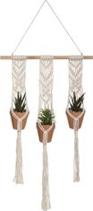 Dekorstyle Umělé květiny v trojitém závěsném květináči BOHO 3 Macrame bílá