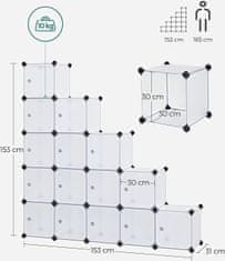 Songmics Uzavřený policový regál Nerato 123 cm čirý