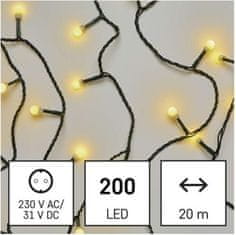 Emos Vánoční LED řetěz CHERRY 20 m s časovačem teplá bílá