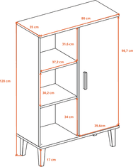 Kocot kids Vitrína DENVER 120 cm bílý/dub hickory