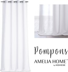 AmeliaHome Záclona Pompons II bílá, velikost 140x270