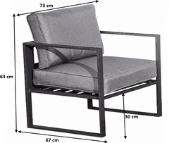 Bello Giardino Zahradní hliníkové křeslo MOSTRARE šedé