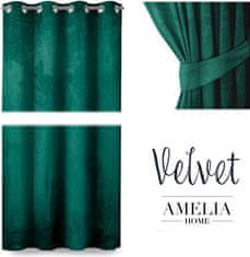 AmeliaHome Závěs Velvet 140x245 cm tmavě zelený, velikost 140x270