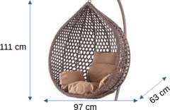 Houseland Závěsné houpací křeslo Imogen hnědé S