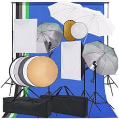 Vidaxl Foto studio set se softboxy, deštníky, pozadím, odraznou deskou