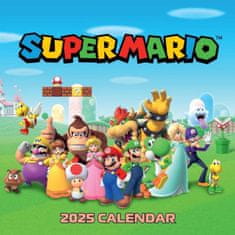 CurePink Oficiální nástěnný kalendář 2025 Nintendo: Super Mario (SQ 30,5 x 30,5|61 cm)