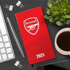 CurePink Slim diář 2025 FC Arsenal (8,3 x 16,5 x 1,5 cm)