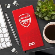 CurePink Slim diář 2025 FC Arsenal (8,3 x 16,5 x 1,5 cm)