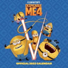 CurePink Oficiální nástěnný kalendář 2025 Despicable Me 4|Já, padouch 4: Mimoni s plakátem (SQ 30,5 x 30,5|61 cm)