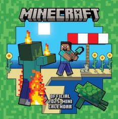 CurePink Oficiální dětský nástěnný mini kalendář 2025: Minecraft s plakátem (17,8 x 17,8|35,6 cm)