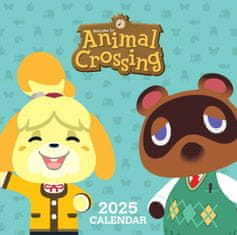 CurePink Oficiální nástěnný kalendář 2025 Nintendo: Animal Crossing s plakátem (30,5 x 30,5 cm)