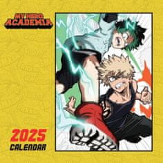 CurePink Oficiální nástěnný kalendář 2025: My Hero Academia s plakátem (SQ 30,5 x 30,5|61 cm)