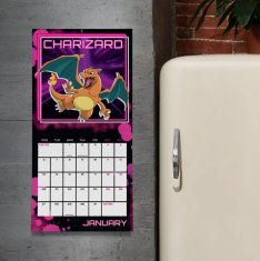 CurePink Oficiální nástěnný kalendář 2025 s plakátem: Pokémoni (SQ 30,5 x 30,5|61 cm)