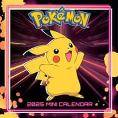 CurePink Oficiální dětský nástěnný mini kalendář 2025: Pokémon s plakátem (17,8 x 17,8|35,6 cm)