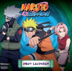 CurePink Oficiální nástěnný kalendář 2025 Naruto Shippuden s plakátem (SQ 30,5 x 30,5|61 cm)