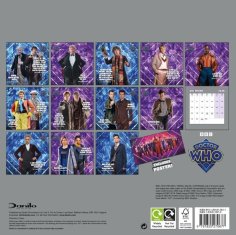 CurePink Oficiální nástěnný kalendář BBC 2025: Doctor Who Classic s plakátem (SQ 30,5 x 30,5|61 cm)