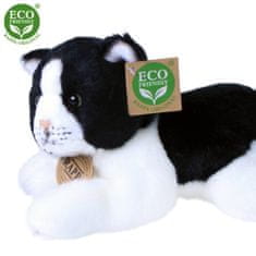 Rappa Plyšová kočka bílo-černá ležící 16 cm ECO-FRIENDLY