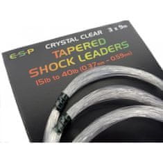 E.S.P ESP ujímané šokové návazce Tapered Shock Leaders Crystal Clear 3x9m