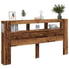 Vidaxl Čelo postele s LED old wood 200x18,5x103,5 cm kompozitní dřevo