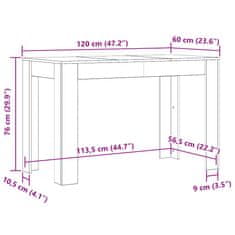 Vidaxl Jídelní stůl dub artisan 120 x 60 x 76 cm kompozitní dřevo