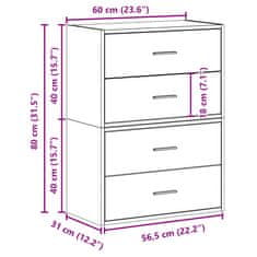 Vidaxl vida Skříňky s 2 zásuvkami 2 ks dub sonoma 60x31x40cm kompozitní dřevo