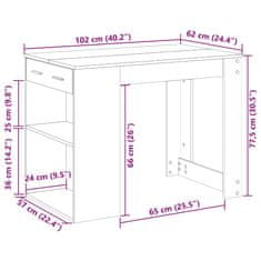 Vidaxl Psací stůl se zásuvkou a policí dub artisan 102x62x77,5 cm