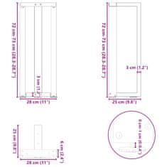 Vidaxl Nohy konzolové stolku ve tvaru T 2 ks černé 20x28x(72-73) cm