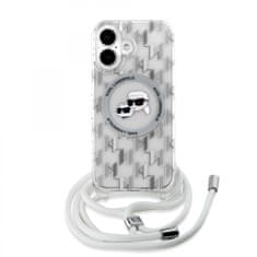 Karl Lagerfeld Zadní kryt IML Monogram Crossbody K&amp;CH Heads MagSafe pro iPhone 16 Transparent