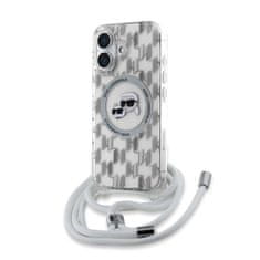 Karl Lagerfeld Zadní kryt IML Monogram Crossbody K&amp;CH Heads MagSafe pro iPhone 16 Transparent