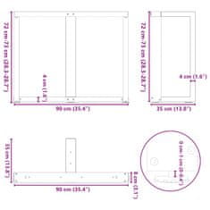 Vidaxl Nohy jídelního stolku ve tvaru T 2 ks bílé 90x35x(72-73) cm