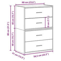 Vidaxl vida Skříňky s 2 zásuvkami 2 ks hnědý dub 60x31x40 cm kompozitní dřevo