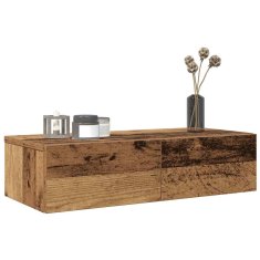 shumee vidaXL Nástěnná police se zásuvkami old wood 60x26,5x15 cm kompozit