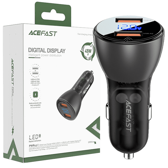 AceFast AUTONABÍJEČKA ACEFAST 45W 2X USB, QC3.0, AFC, FCP, SCP ČERNÁ (B7 ČERNÁ)