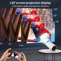 Netscroll Chytrý mini projektor, 1280x720 HD, přenosné domácí kino projektor, 4K s 5G WiFi, bluetooth 5.0 a 360° zvukem, 180° otočení, ideální na filmy, hry, domov a cestování, skvělý dárek, MagProject