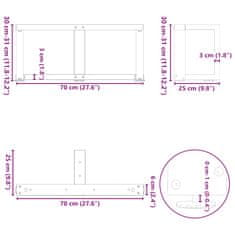 Vidaxl Nohy konferenčního stolku ve tvaru T 2ks černé 70x25x(30-31) cm