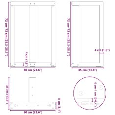 Vidaxl Nohy jídelního stolku ve tvaru T 2 ks bílé 60x35x(72-73) cm