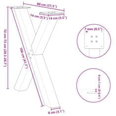 Vidaxl Nohy jídelního stolku ve tvaru X 3 ks černé 80x(72-73) cm