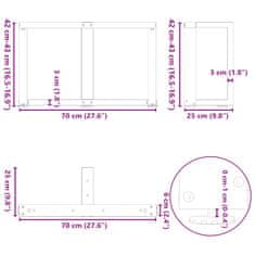 Vidaxl Nohy konferenčního stolku ve tvaru T 2 ks 70x25x(42-43) cm