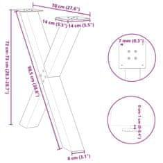 Vidaxl Nohy jídelního stolku ve tvaru X 2 ks 70x(72-73) cm ocel