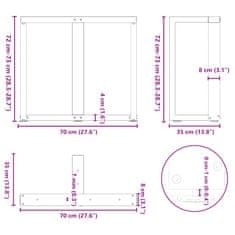 Vidaxl Nohy jídelního stolku ve tvaru T 2 ks 70x35x(72-73) cm ocel