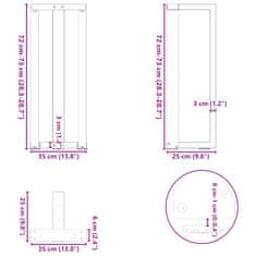 Vidaxl Nohy konzolové stolku ve tvaru T 2 ks bílé 38x25x(72-73) cm