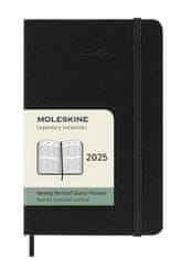 Moleskine Vertikální diář 2025 černý S, týdenní, tvrdý