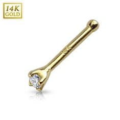 SPERKY4U Zlatý piercing do nosu - čirý zirkon 1,5 mm, Au 585/1000