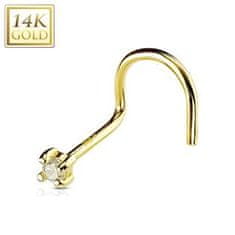 SPERKY4U Zlatý piercing do nosu - zirkon 2 mm, Au 585/1000