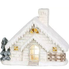 MAGIC HOME Domeček s komínem, keramika, 3xAA, 40 cm, LED