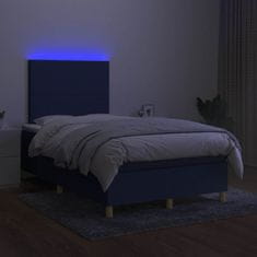 Vidaxl Box spring postel s matrací a LED modrá 120x190 cm textil