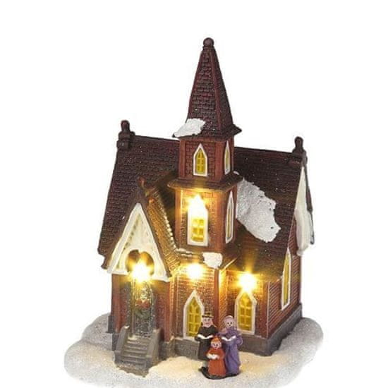 MAGIC HOME Kostel, 4 LED teplá bílá, 3xAA, interiér, 12,50x12,30x18 cm