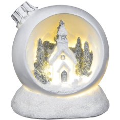 MAGIC HOME Vánoční koule, LED teplá bílá, polyresin, 2xAAA